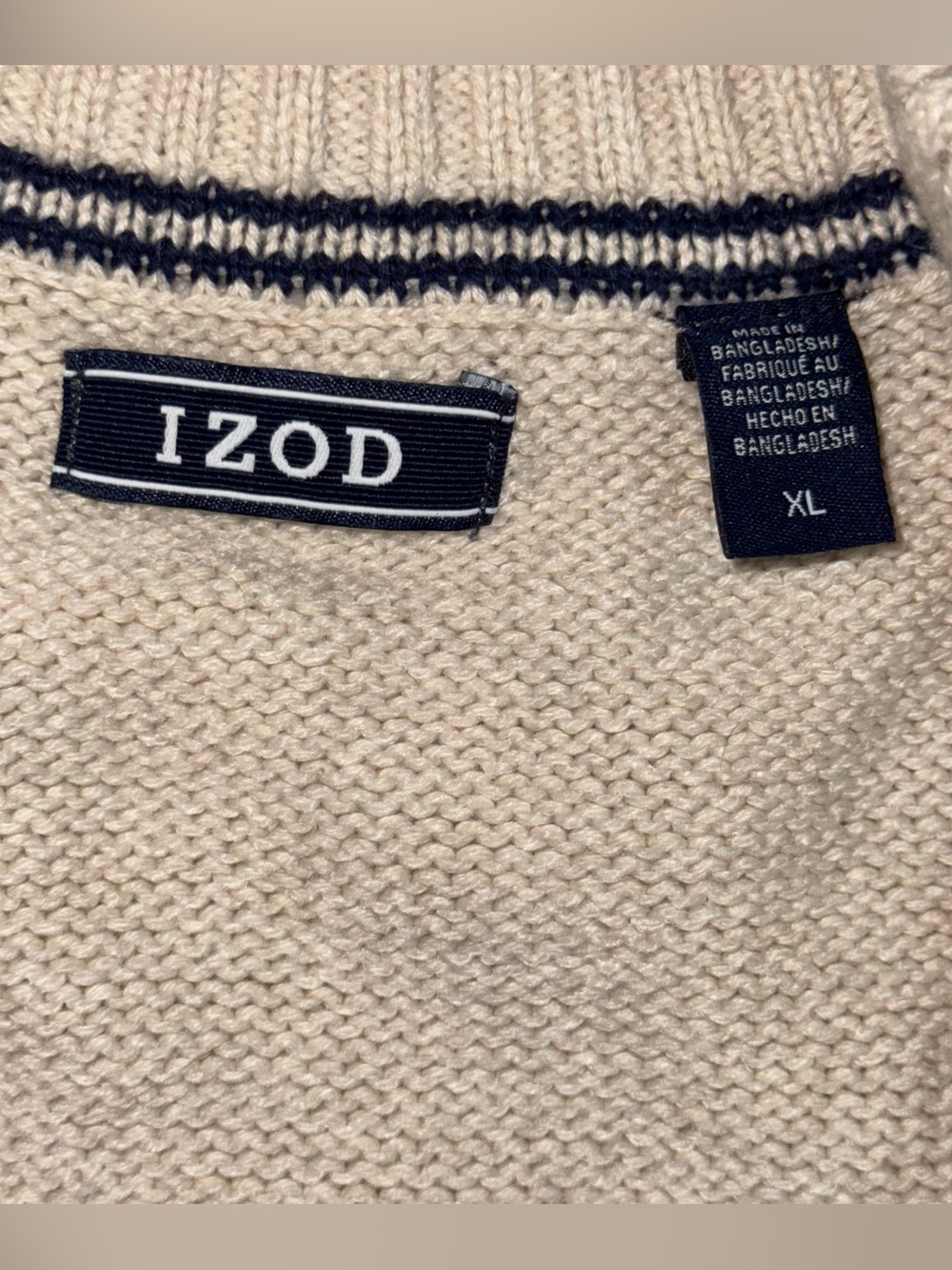 Izod Cream Fair Isle Quarter-Zip Sweater with Navy & Burgundy Pattern - Picture 5 of 16